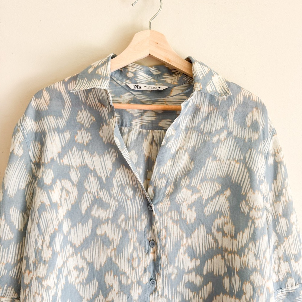 Zara Printed Rami Shirt Size Small - Picture 4 of 9